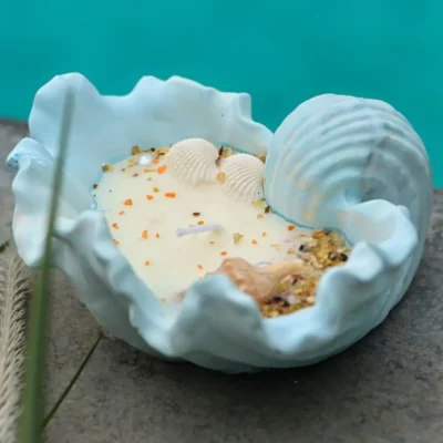 Blue Designer Shell Candle