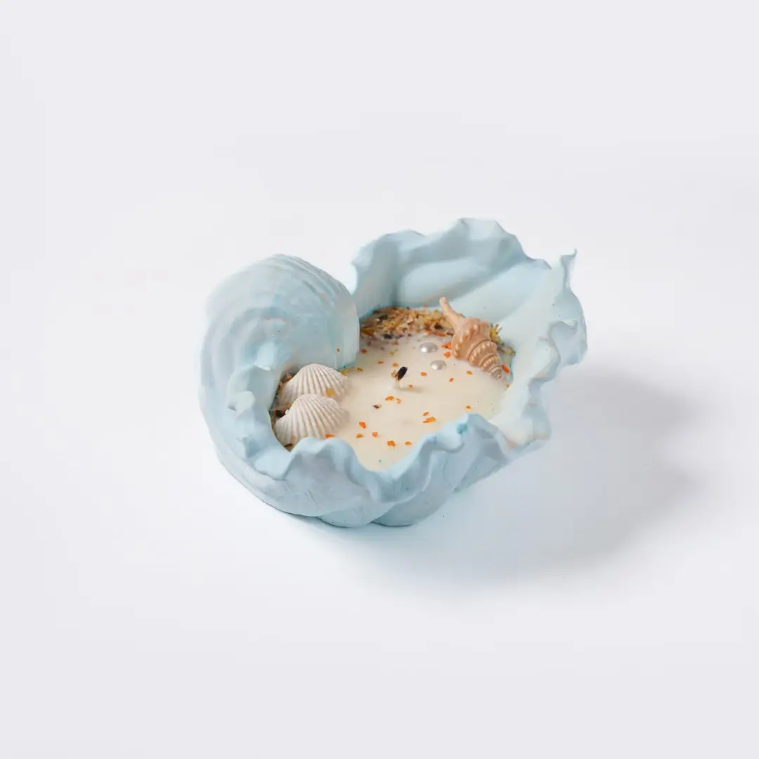Blue Designer Shell Candle - Image 2